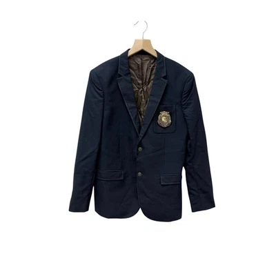 The Kooples Mens Navy Blazer Jacket Skull Head Patch Gold Buttoned Sport Coat - Image 1 of 4