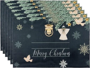 Woven Placemats Heat-Resistant Non-Slip Easy to Clean Set of 6 Black - Picture 1 of 7