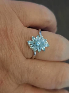 Beautiful Neon Paraiba Apatite (Mrq) Cluster Ring. Sterling Silver. UK P - Picture 1 of 4