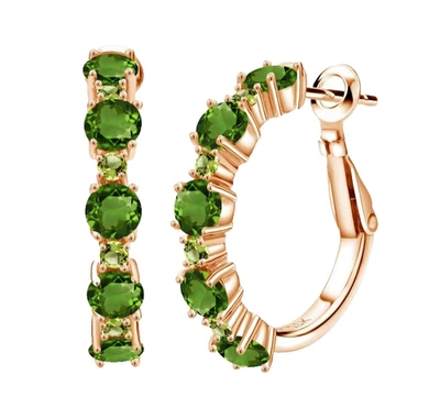 925 Silber Roségold Beschichtet 2,88 Ct Grüner Turmalin Und Peridot Creolen - Bild 1 von 4