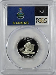 2005 - S Silver Washington Quarter - Kansas - PCGS PR69DCAM - Flag Series - Picture 1 of 2