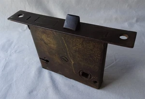 Vintage Mortise Door Lock with Latch, Dead Bolt & Steel or White Metal Faceplate - Picture 1 of 4