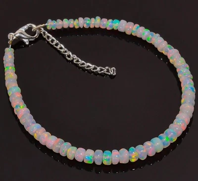 Collar de piedras preciosas de ópalo verde etíope natural de 8" cuentas facetadas de ópalo cuentas de 3-5 mm Foto 1 de 4