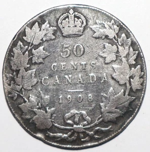 1908 Canada 50 Cents Edward VII Victorian Leaves FINE (P207) - Picture 1 of 2
