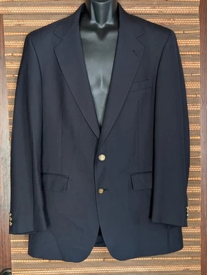 Vintage Botany 500 Mens 40L Navy Blue Gold Crested Button Wool Blazer Sport Coat - Image 1 of 4