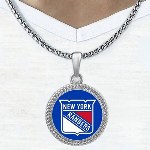 Large 24" New York Rangers Mens Womens Link Chain Pendant Necklace w Gift Pk D22 Cover