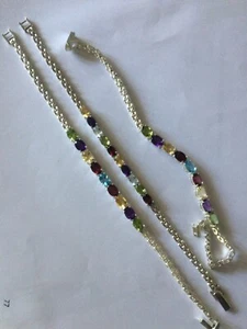 Silver and semi precious gemstones bracelet with jewellery giftbox - Picture 1 of 6