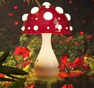 Pilz Lampe Fliegenpilz Pilzlampe Tischlampe Wohnzimmer Deko Rot LED Nachttisch - Bild 1 von 17