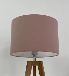 Lampshade Vintage Pink Linen Cotton Blend Drum Light Shade - Picture 1 of 20