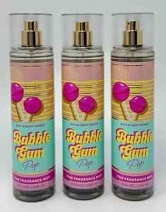 3 NEW BATH & BODY WORKS BUBBLE GUM POP FINE FRAGRANCE MIST BODY SPRAY 8 OZ LARGE - Picture 1 of 5