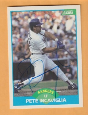 Pete Incaviglia Texas Rangers AUTO Signed 1989 Score Oklahoma State Cowboys 10O - Image 1 of 2