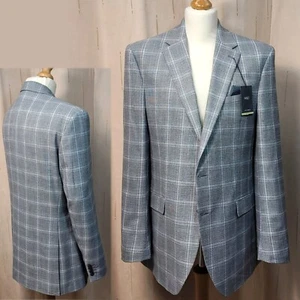 M&S Slim Fit CHECKED Blazer JACKET ~ Size 44 Long ~ GREY Mix - Picture 1 of 7