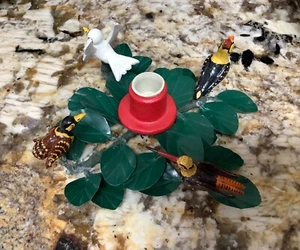 VTG Candle Holders Green Red Multicolor Pottery Birds Set of 3 Handmade/Paint - Picture 1 of 24