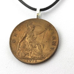 Collier pièce de monnaie Royaume-Uni 1 penny George V 1ère effigie - Foto 1 di 1