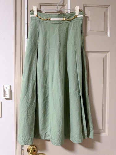 Gucci gonna svasata verde menta con abbellimenti oro taglia L Made in Italy