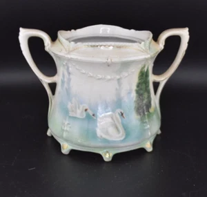 Antique 1880's-1917 RS Prussia 8-Footed Sugar Bowl w/ Handles SWANS No Lid - Picture 1 of 5
