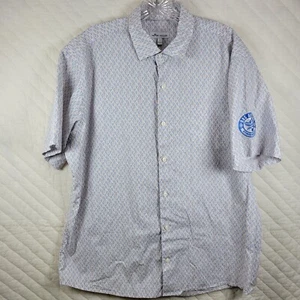 Peter Millar Logo Herren Weiß Bier Print Taco SS Knopf Hemd Größe Large L - Bild 1 von 9