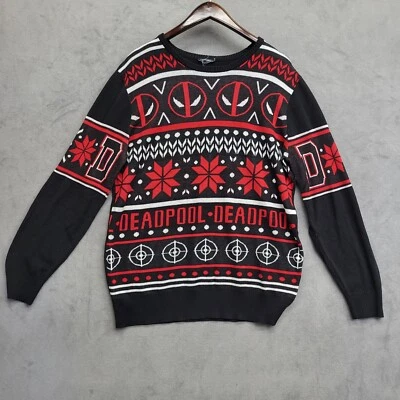 Suéter Feo Navidad MARVEL DEADPOOL Negro, Rojo y Blanco Talla XL Para Hombre Foto 1 de 4