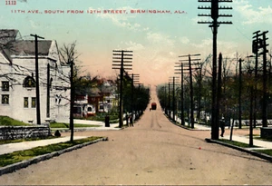 Birmingham Alabama Street Car Trolley Avenue Postcard - Picture 1 of 3