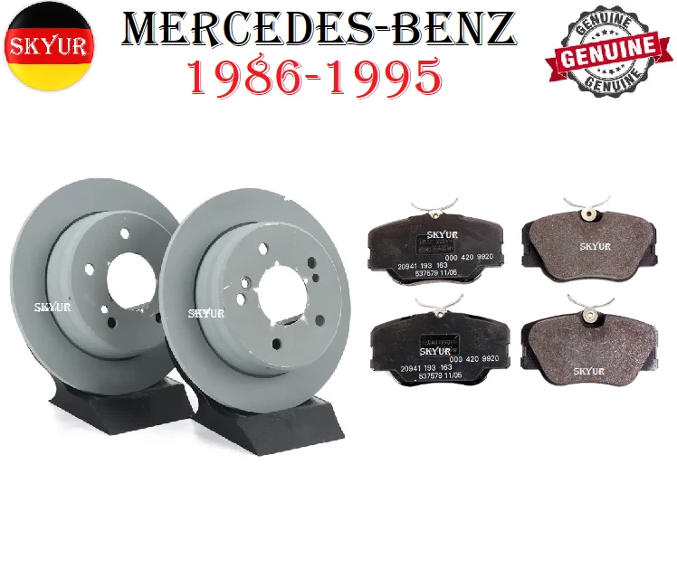Rotores de freno de disco delanteros con juego de pastillas de freno para vehículos Mercedes-Benz 1986-1995 Foto 1 de 1