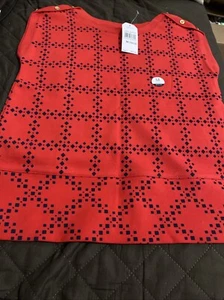 NWT Nautica Womens Crew Neck Cap Sleeve Top Red With Blue, Size M (10/12) - Picture 1 of 4
