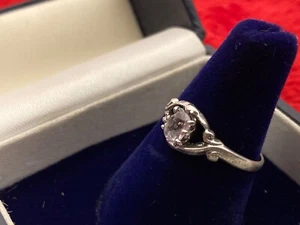 Vintage Pink Sapphire solitaire sterling silver ring engagement 6 promise - Picture 1 of 4