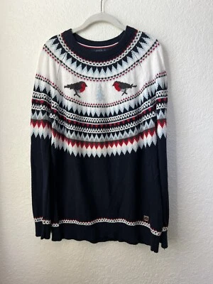 Tommy Hilfiger Winter Holiday Bird Nordic Preppy Sweater Pullover Wool Blend L - Image 1 of 4