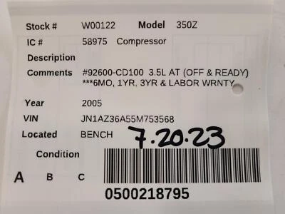 Compresor de aire acondicionado usado se adapta a: Nissan 350z 2005 desde 10/02 grado A Foto 1 de 4