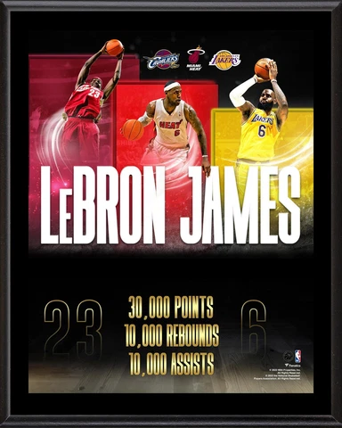 LeBron James Lakers 2022 FRMD 30K Points, 10K Rebounds, 10K Assist 12x15 Plaque Cover