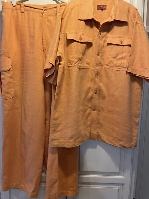 Prestige Hombre Pierna Ancha Lino 2 Piezas Pantalón Conjunto Talla XL Pantalones 38 Bolsillos Carga A Presión Foto 1 de 4