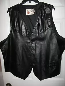 The Leather Shop, gilet vintage, da uomo morbida pelle nera, foderata, tasche, alto 54 - Foto 1 di 10