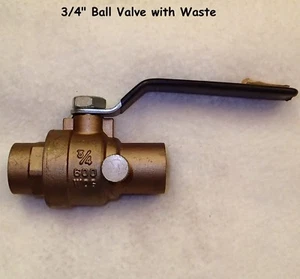 [Qty. of 1] 3/4" Brass Ball Valve with waste for copper pipe - Picture 1 of 1