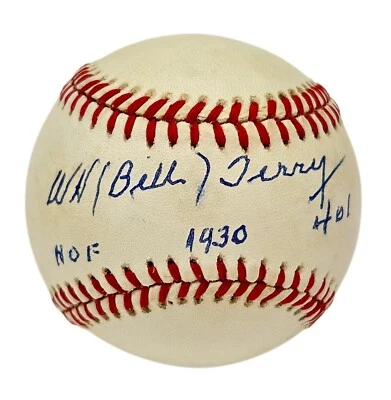 Bill (William) Terry Signed ONL Baseball Inscribed "HOF" "1930" ".401" (PSA LOA) - Image 1 of 3