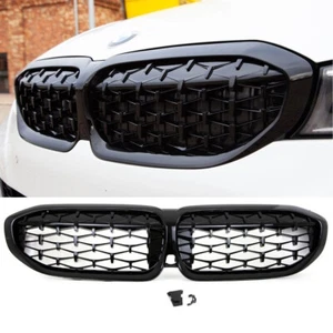 2 GRILLE DE CALANDRE DIAMANT PERFORMANCE NOIR BRILLANT BMW SERIE 3 G20 G21 +M M3 - Afbeelding 1 van 7