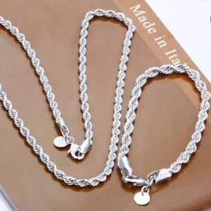 Collar Cadena De Plata 925 Para Mujeres Hombres De Alta Calidad De Moda Regalo - Picture 1 of 6