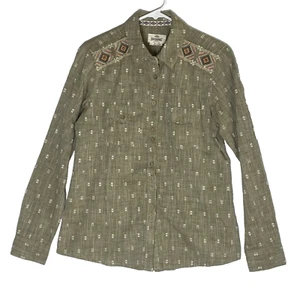 Shyanne Life Western Men's Green Aztec Pearl Snap Shirt Size Small 100% Cotton - Picture 1 of 9