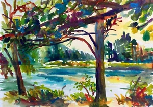Oxbow Lagoon #1 11,5" x 16,5" acuarela plein air - Imagen 1 de 5