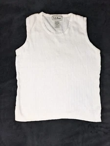 Vintage Women's L.L. Bean Heavy Cotton Tank White Small Textured - Picture 1 of 7