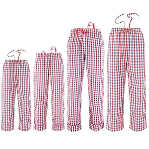 Ritzy Family (Men/Women/Girls/Boys) Pajama Pants 100% Cotton - R, B & W Checks - Picture 1 of 38