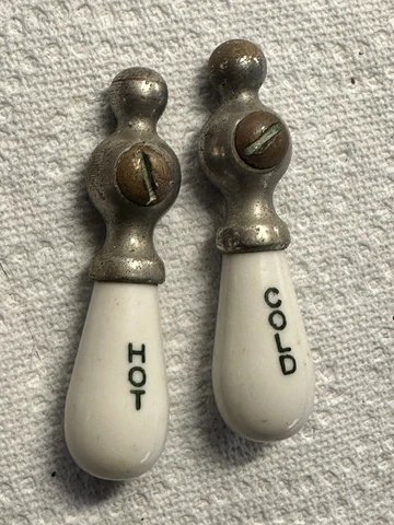 Vintage Cold Hot Water Sink Faucet Handle Porcelain shower knobs Cover