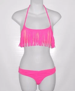Victoria's Secret Pink Fringe Flounce Top & Ruched Cheeky Bikini Bottoms XS NWT - Picture 1 of 3