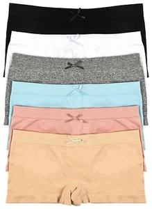 ToBeInStyle Girls' Pack of 6 Solid Color Ribbon Seamless Boyshorts - Picture 1 of 2