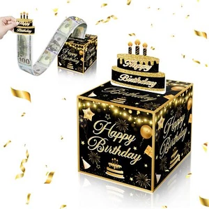 Birthday Money Box for Cash Gift Happy Birthday Money Pull Box & Cash Holder ... - Picture 1 of 6