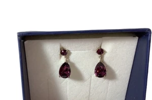 Durchbohrte Ohrringe Amethyst Goldtropfen hängen CZ Edelsteine Edelsteine - Bild 1 von 4