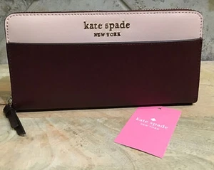 KATE SPADE CAMERON COLORBLOCK SAFFIANO LEATHER ROSE SMOKE WALLET WLRU5449 NWT - Picture 1 of 5