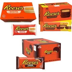 REESE'S WHITE CREME / DARK PEANUT BUTTER CUPS / PEANUT BUTTER (2/4/6/12&FULLBOX) - Picture 1 of 5