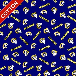 Los Angeles Rams NFL Cotton Fabric - 60" Wide - Sold by The Yard & Bolt - Picture 1 of 1