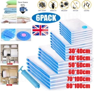 6X STRONG VACUUM STORAGE SPACE SAVING BAGS VAC BAG SPACE SAVER VACCUM VACUM BAG - Picture 1 of 33