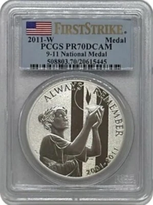 2011 W 9/11 10th Anniversary Silver Medal PCGS PR70💥FLAWLESS QUALITY💥FIRSTSTRI - Image 1 of 4