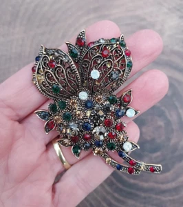 Broche magnético, Cristal multicolor en tono dorado. Navidad estilo barroco - Imagen 1 de 6